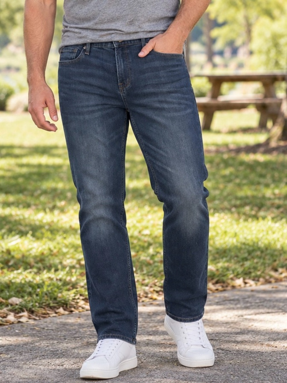 Old Navy Men’s Slim Dark Wash Stretch Jeans 36x32 Blue Denim Straight Leg